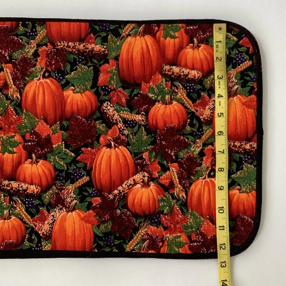 Pumpkin Print Fabric Placemats Set of 4 with Napkins